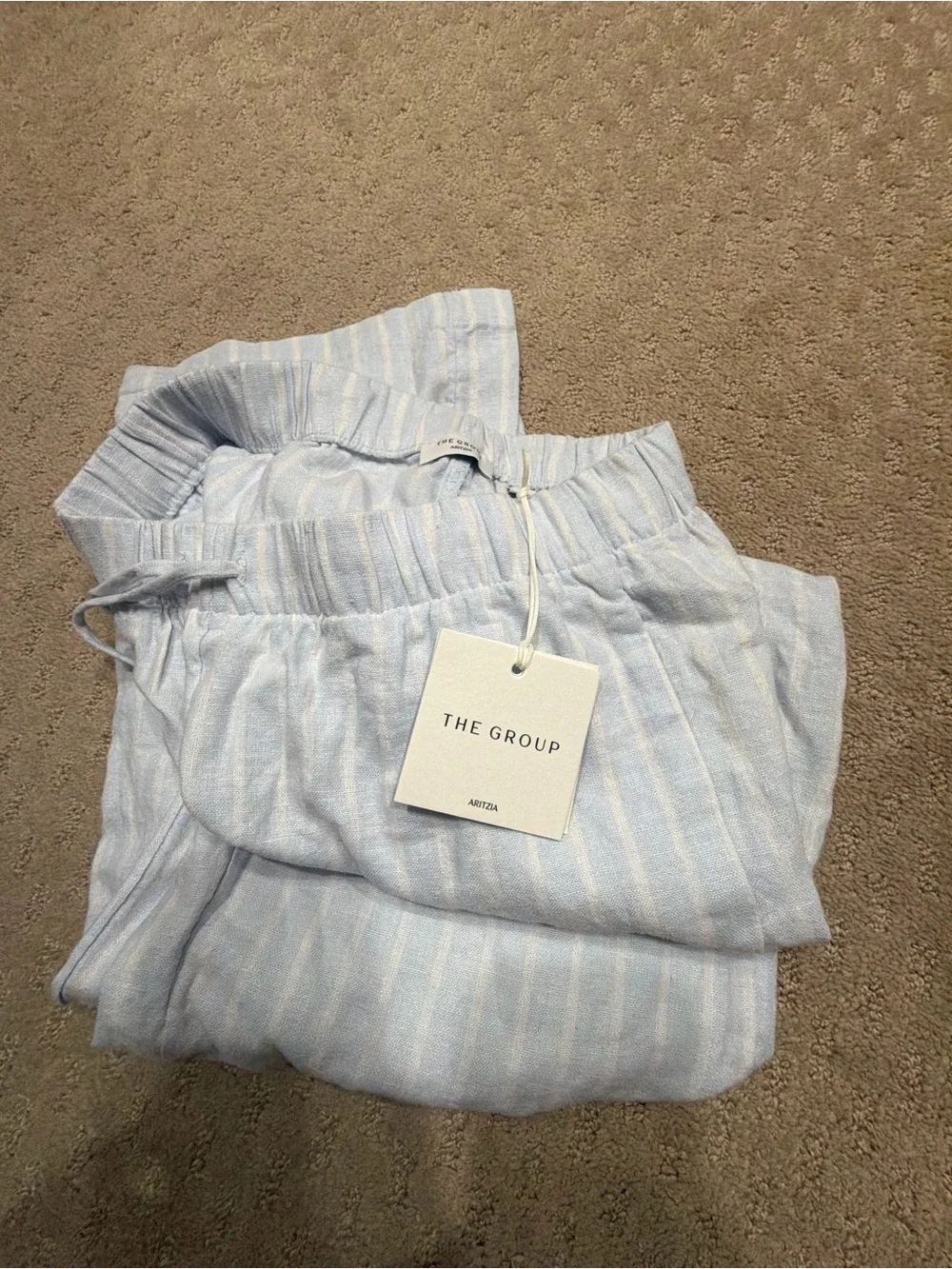 ARITZIA Light Blue Stripe Linen Blend Pants - NWT Size XS